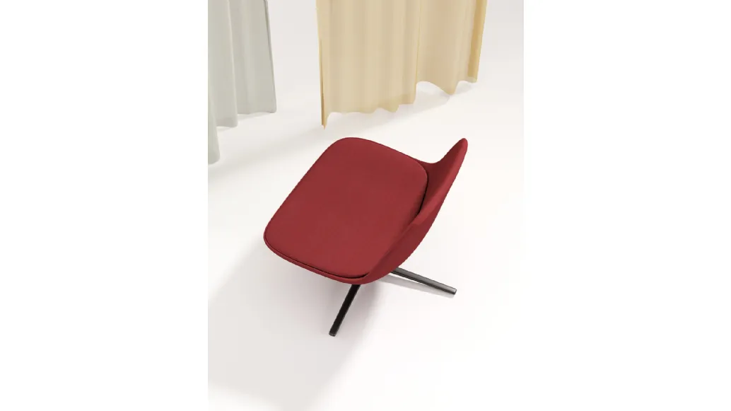 Pure Loop Lounge armchair in padded fabric with a 4-spoke aluminum base by Infiniti.