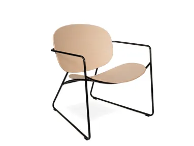 Round Lounge Chair in Natural Oak and Steel by Infiniti.