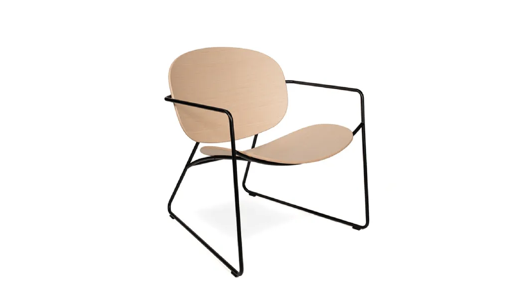 Round Lounge Chair in Natural Oak and Steel by Infiniti.