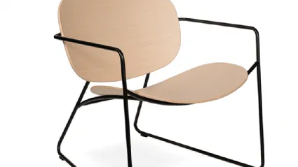 Round Lounge Chair in Natural Oak and Steel by Infiniti.