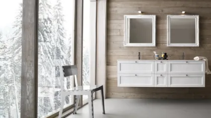 Suspended bathroom cabinet in white lacquered fir wood DIAMANTE DM02 by Compab.