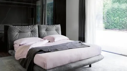 Bed in eco-friendly nabuk fabric by Noctis