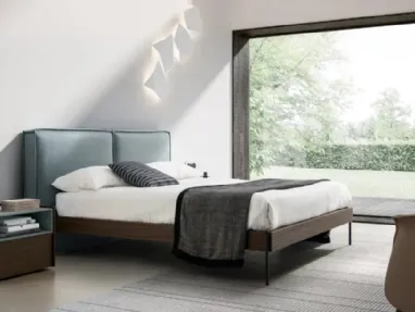 Double bed with upholstered fabric headboard Cloud by Adok