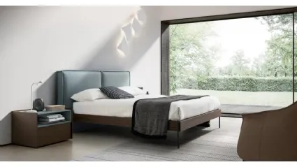 Double bed with upholstered fabric headboard Cloud by Adok