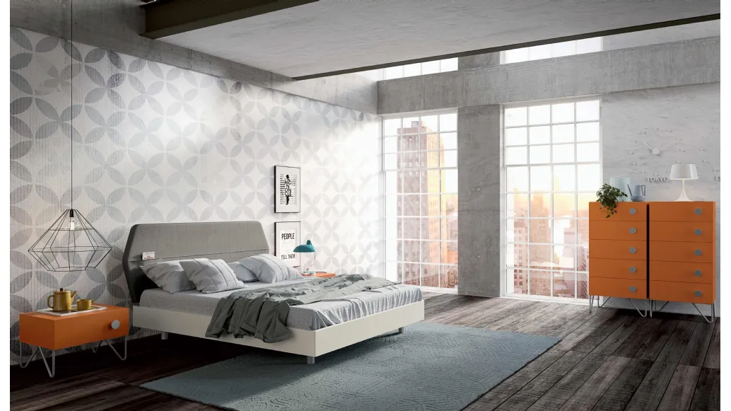 Bed with Ego headboard by Spagnol Mobili