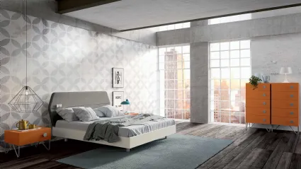 Bed with Ego headboard by Spagnol Mobili