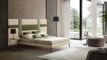 Fabric bed with Ground headboard by Le Comfort