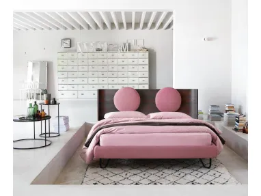 Hugh One bed with Walnut headboard by Noctis