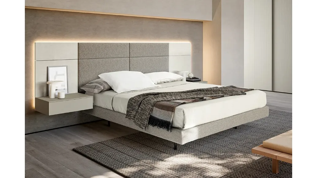 Modula fabric bed with metal feet by Adok