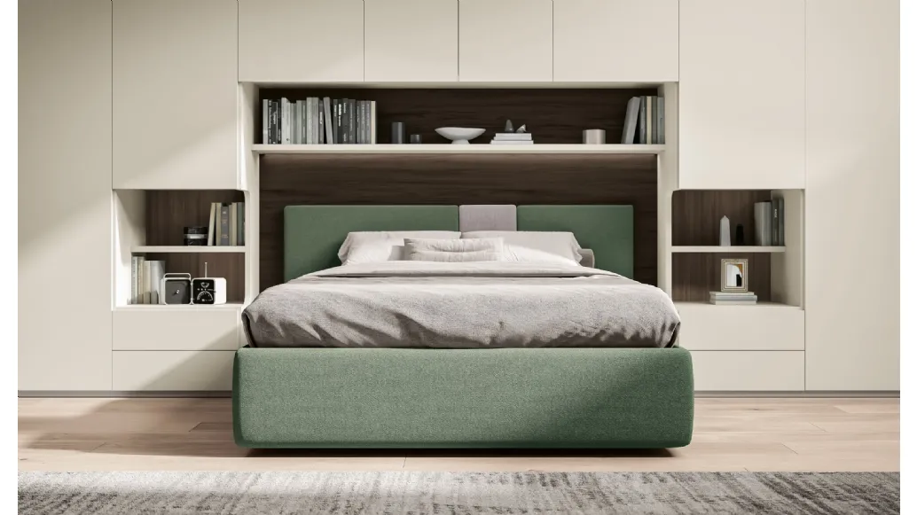 Double bed in fabric Pentagram by Spagnol Mobili