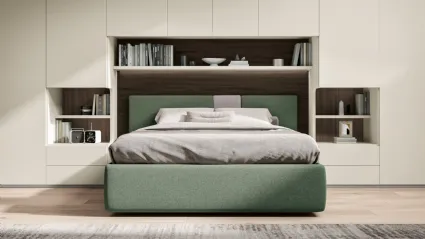 Double bed in fabric Pentagram by Spagnol Mobili