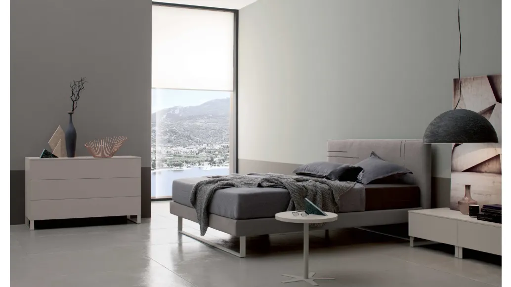 Bed in Nabuk Roger by Spagnol Mobili