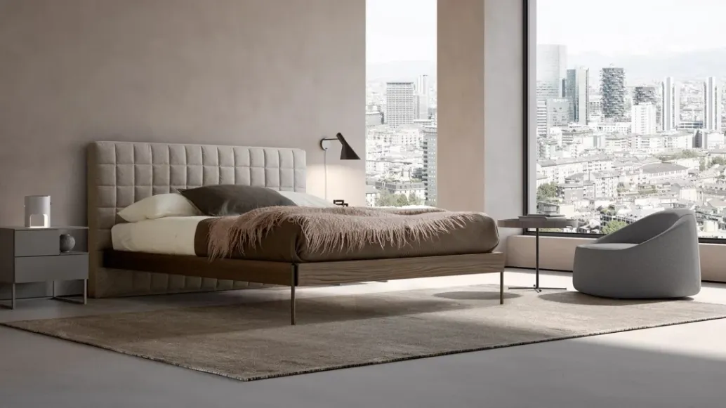 King-size bed with Rubik headboard by Adok.