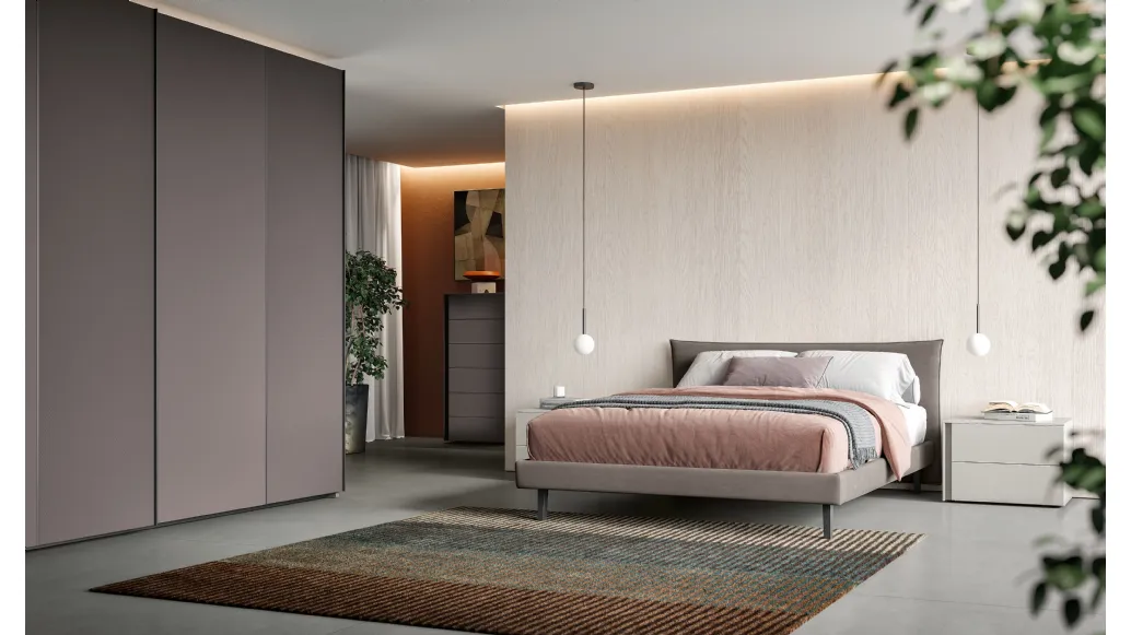 Double bed with Step headboard by Spagnol Mobili.
