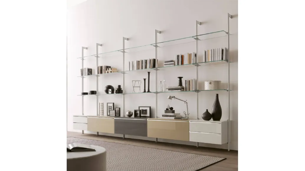 Metal, glass and glossy lacquered library Dublin by Ponti Terenghi.