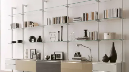 Metal, glass and glossy lacquered library Dublin by Ponti Terenghi.