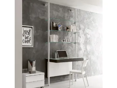 Metal and glass Pienza bookcase with a desk top by Ponti Terenghi.