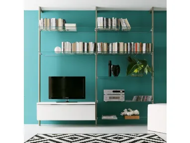 Portofino metal, glass and lacquered library by Ponti Terenghi