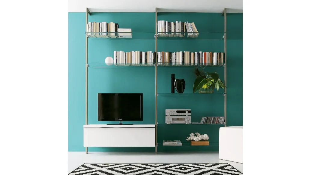 Portofino metal, glass and lacquered library by Ponti Terenghi