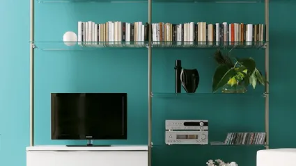 Portofino metal, glass and lacquered library by Ponti Terenghi