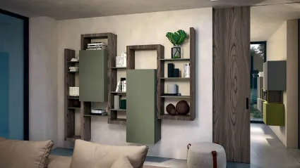 Side CF 034 suspended bookcase in wood and matt lacquer by Fimar