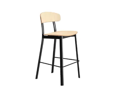 Felucca Kitchen stool in Natural Ash with steel frame by Infiniti.