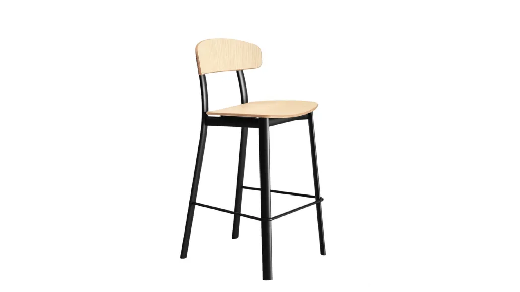 Felucca Kitchen stool in Natural Ash with steel frame by Infiniti.