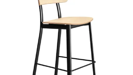 Felucca Kitchen stool in Natural Ash with steel frame by Infiniti.