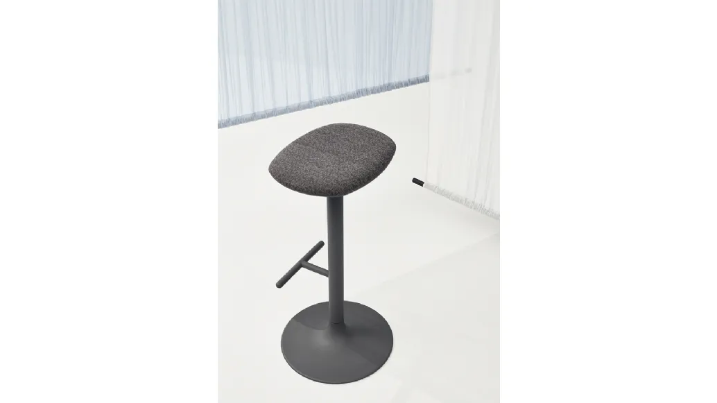 Flink stool with padded fabric seat and steel base by Infiniti.