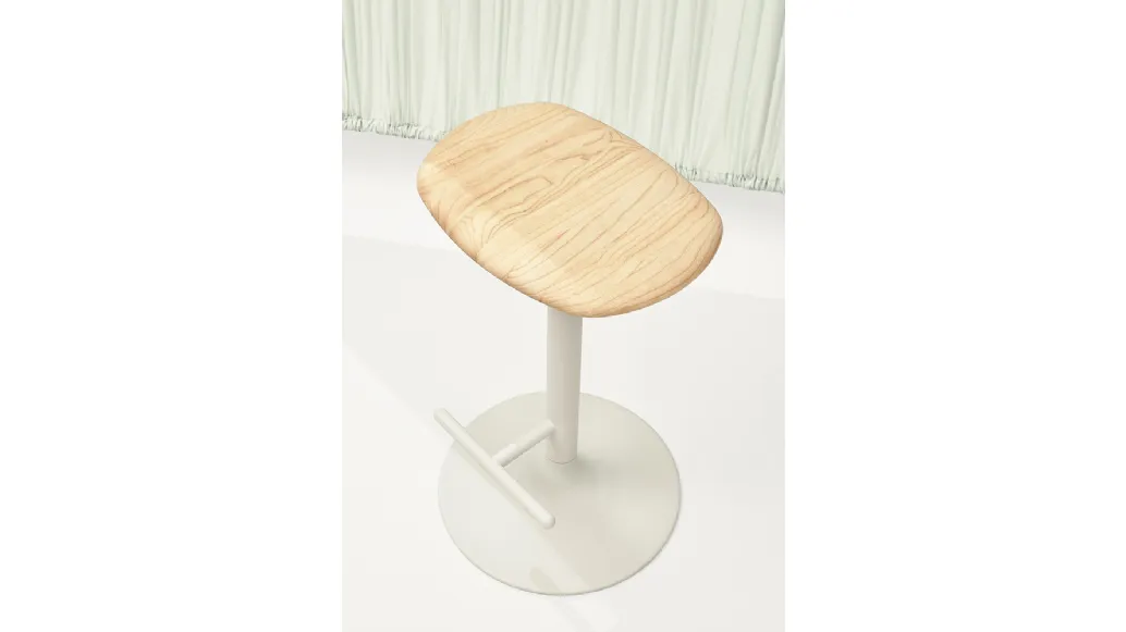 Stool Flink Wood with natural ash seat and steel base by Infiniti.