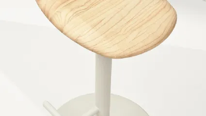 Stool Flink Wood with natural ash seat and steel base by Infiniti.