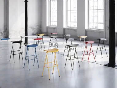 Flip stool in polypropylene and steel by Infiniti.