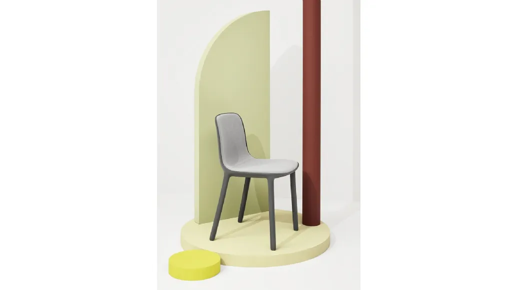 Freya chair in polypropylene with shell internally upholstered in Infiniti fabric.