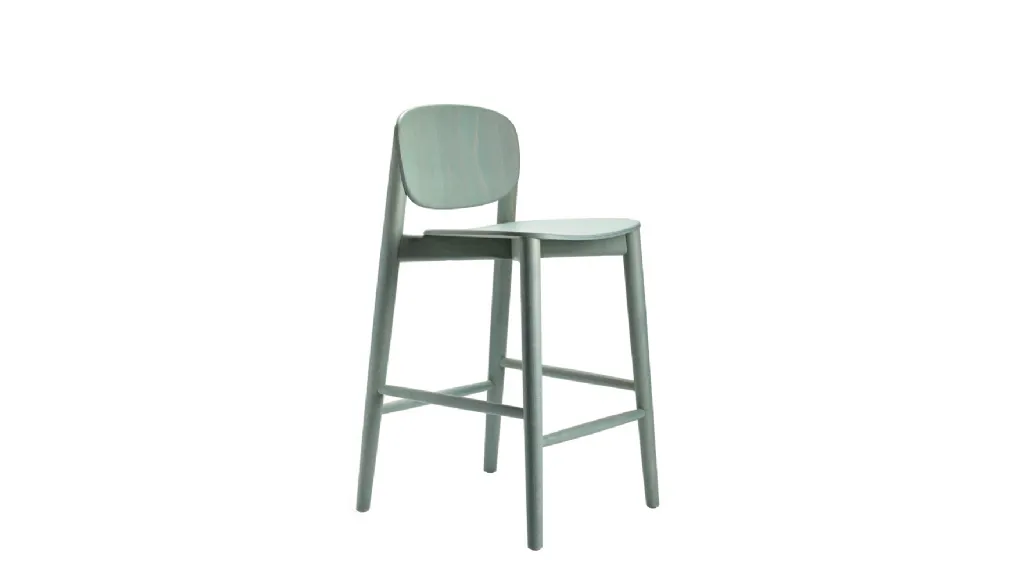 Harmo Kitchen stool in Ash wood painted in Gray Blue by Infiniti.