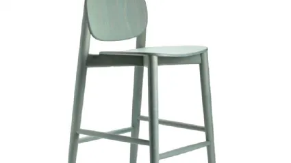 Harmo Kitchen stool in Ash wood painted in Gray Blue by Infiniti.