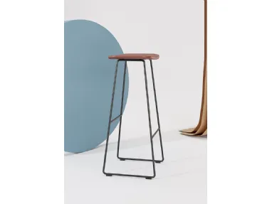Klejn stool with faux leather seat and steel rod base by Infiniti.