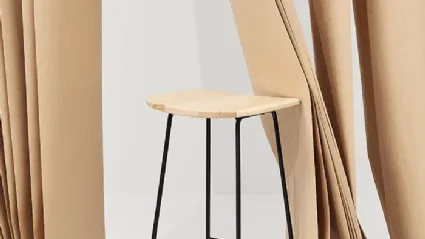 Klejn Wood stool with Ash seat and base in steel rod by Infiniti.
