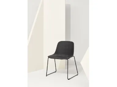 Chair Pure Loop Maxi Sled with padded fabric shell and steel sled base by Infiniti.