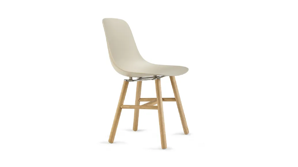 Pure Loop Mono Retro chair with polypropylene shell and legs in Natural Oak by Infiniti.