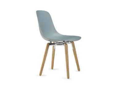Pure Loop Mono Wooden Legs Chair with polypropylene shell and solid Natural Beech legs.