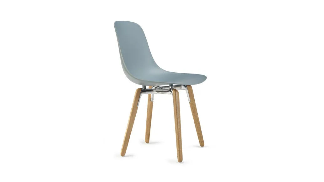 Pure Loop Mono Wooden Legs Chair with polypropylene shell and solid Natural Beech legs.