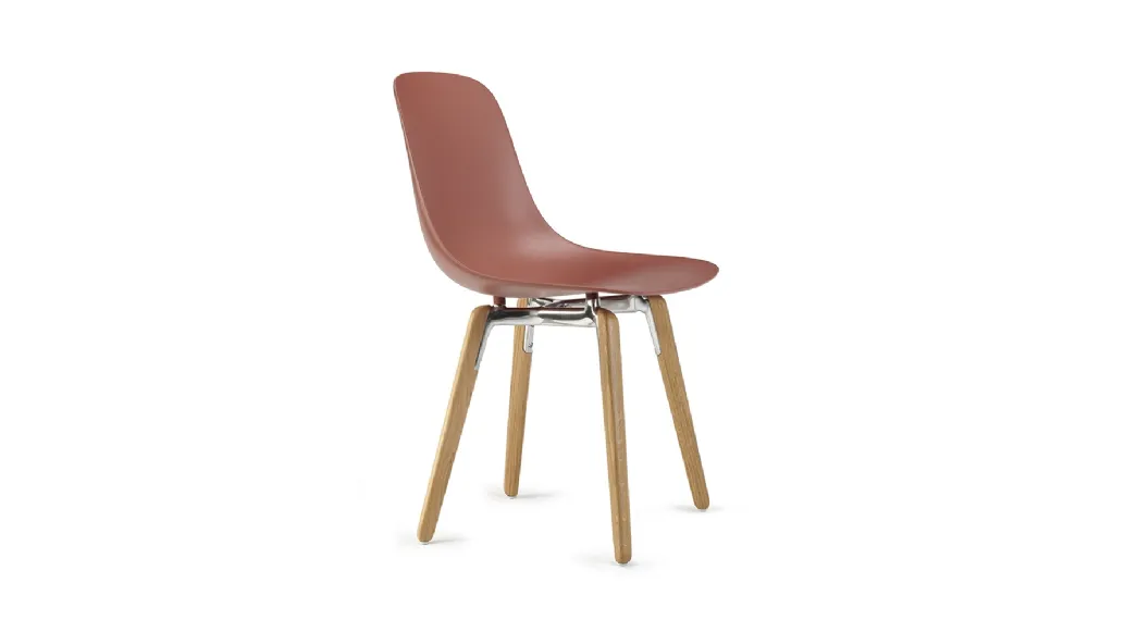 Pure loop Mono Wooden Legs chair with polypropylene shell and solid Natural Beech legs.
