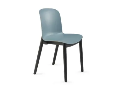 Chair Relief with wooden legs, polypropylene seat and solid ash legs stained in Infiniti Black.