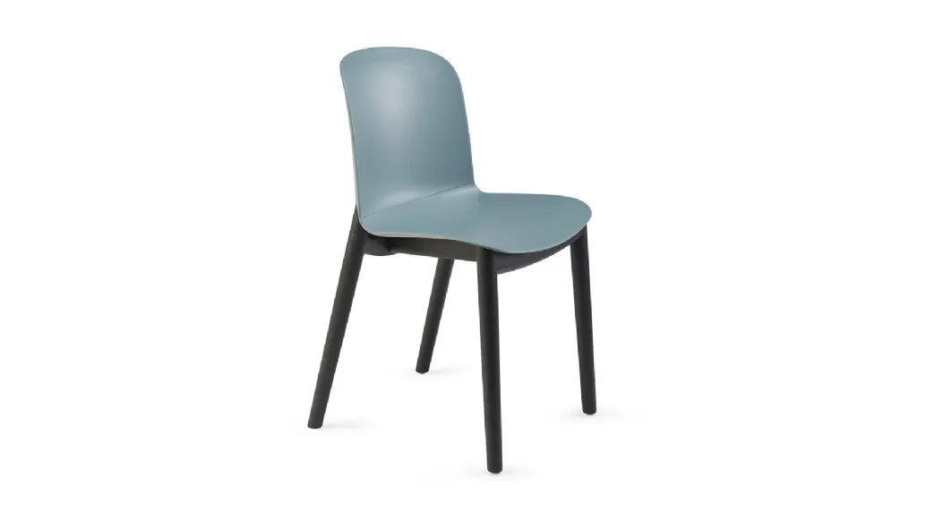 Chair Relief with wooden legs, polypropylene seat and solid ash legs stained in Infiniti Black.