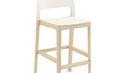 Settesusette Kitchen stool in polypropylene with a solid beech base by Infiniti