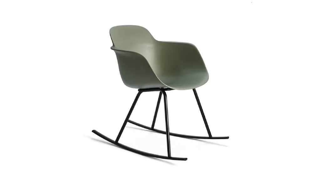 Sicla Rocking rocking chair with polypropylene shell and steel base by Infiniti.