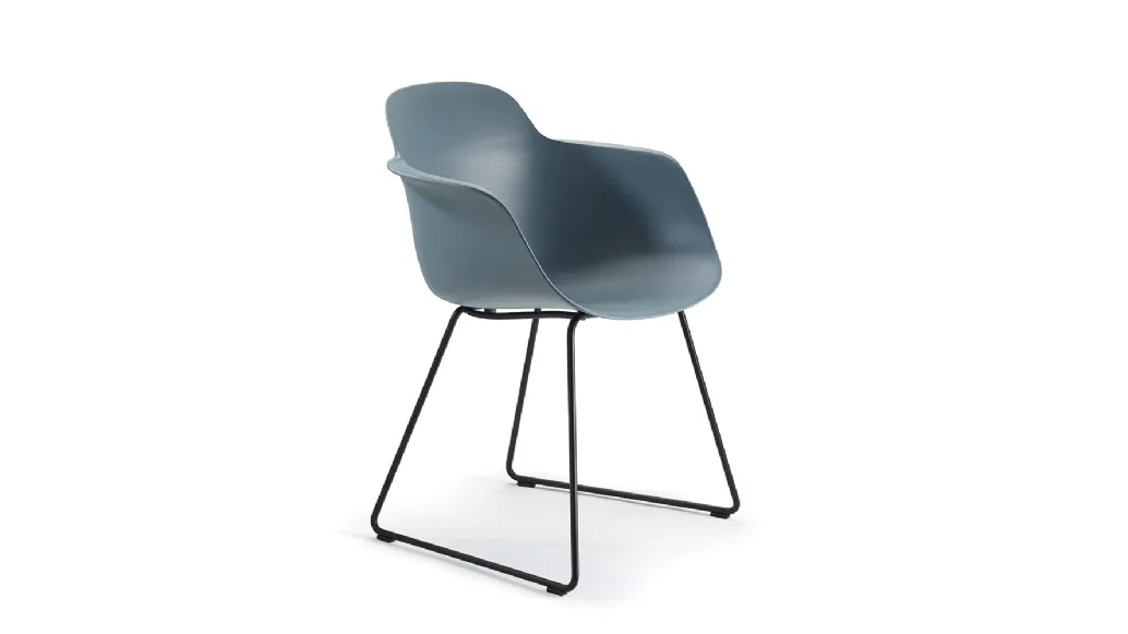 Sicla Sled chair with polypropylene shell and steel sled base by Infiniti.