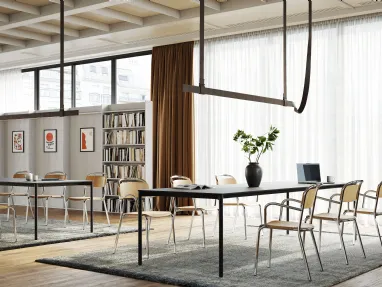 Chair with and without armrests in wood with chromed steel frame Skol Wood by Infiniti.