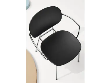 Chair with armrests Tondina 4 Legs in Black stained Oak and steel structure by Infiniti