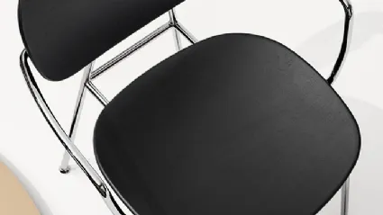 Chair with armrests Tondina 4 Legs in Black stained Oak and steel structure by Infiniti